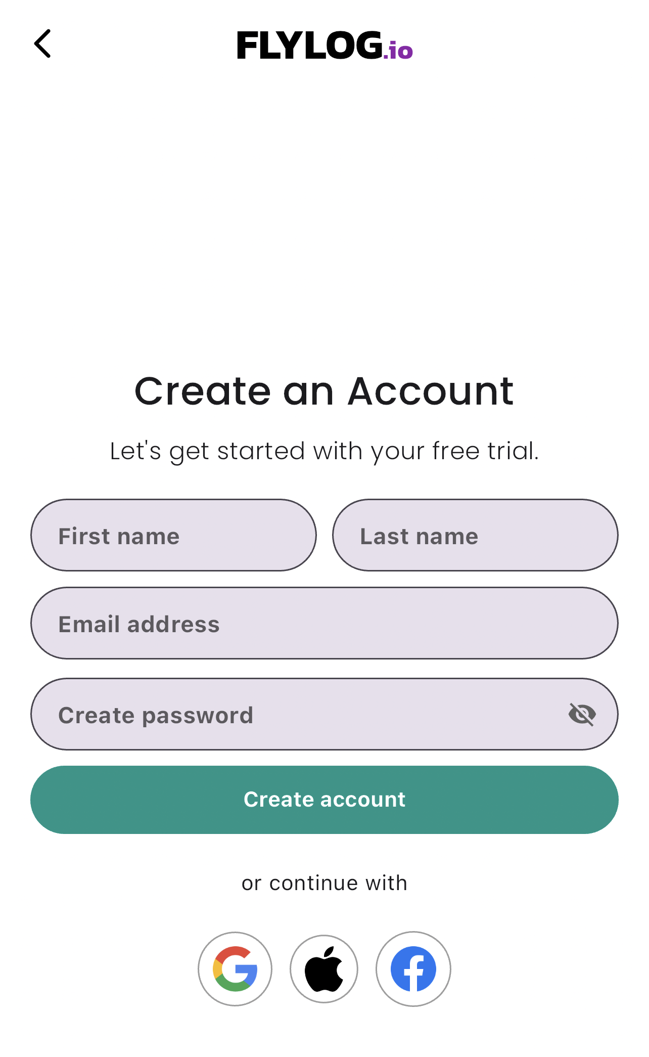 Account creation with email address