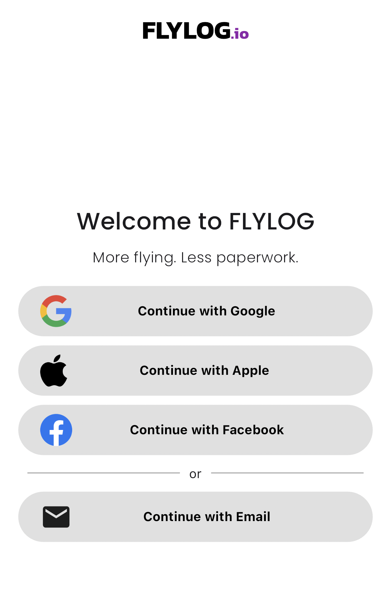 Log in with Google, Apple, or Facebook account